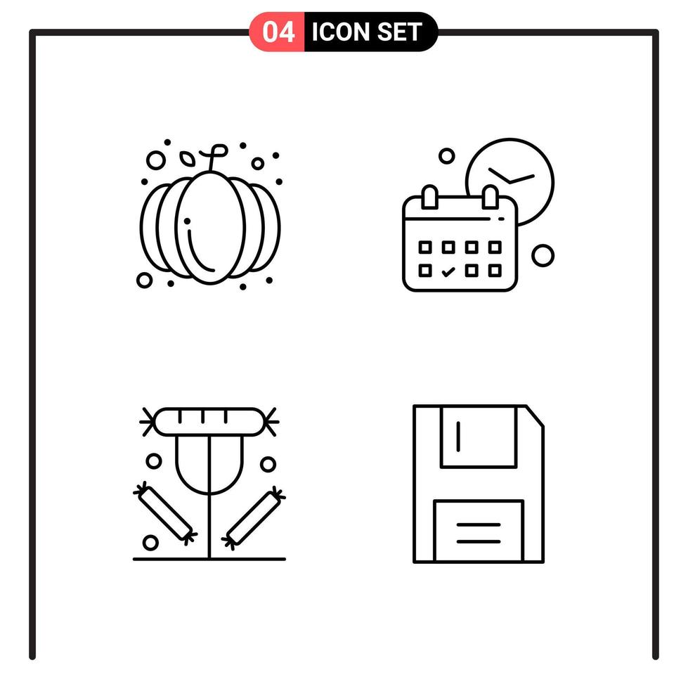 Set of 4 Line Style Icons for web and mobile Outline Symbols for print Line Icon Signs Isolated on White Background 4 Icon Set Creative Black Icon vector background