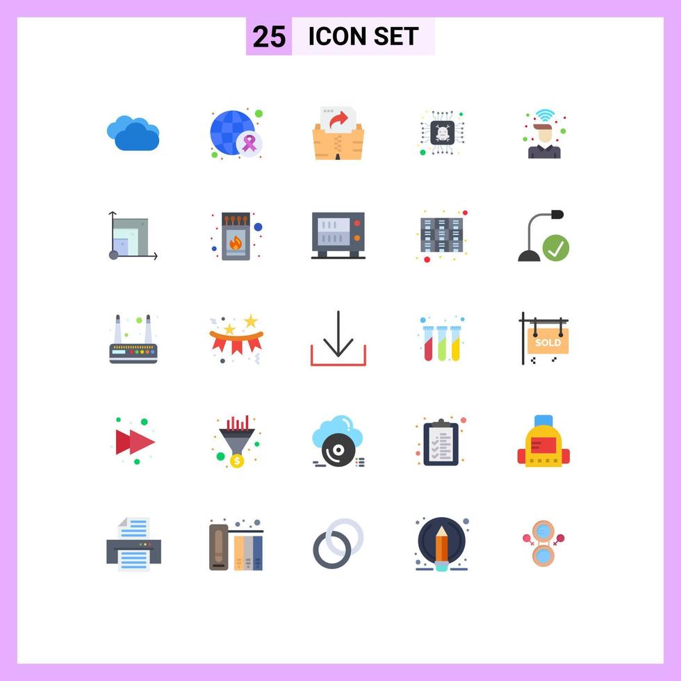 Set of 25 Modern UI Icons Symbols Signs for signal desk computing exclamation electronics Editable Vector Design Elements