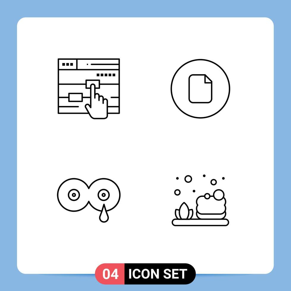 4 Line concept for Websites Mobile and Apps click feeding web basic mother Editable Vector Design Elements