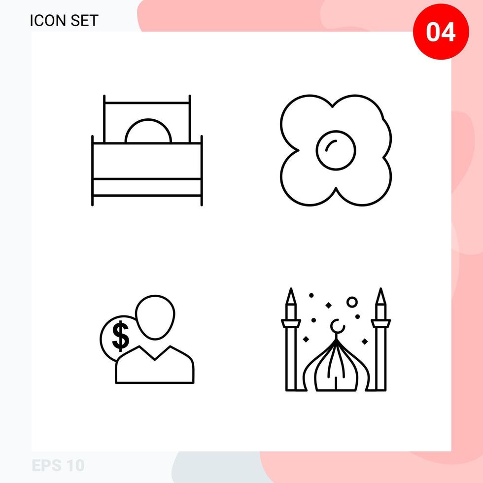 Vector Pack of 4 Icons in Line Style Creative Outline Pack isolated on White Background for Web and Mobile Creative Black Icon vector background