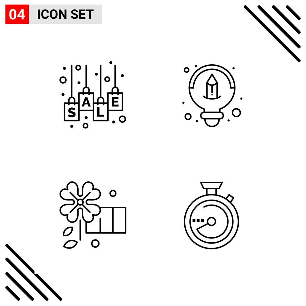 Pixle Perfect Set of 4 Line Icons Outline Icon Set for Webite Designing and Mobile Applications Interface Creative Black Icon vector background