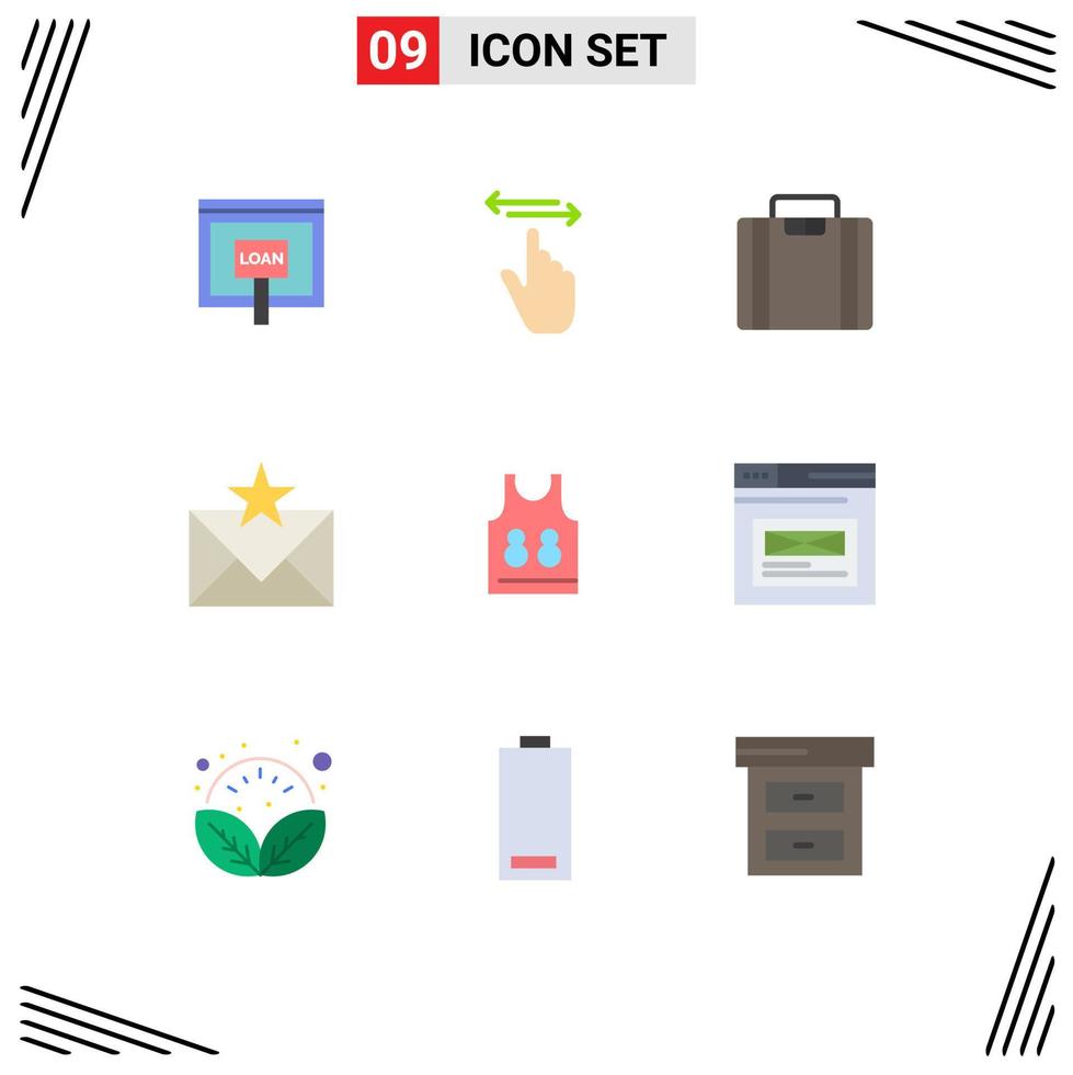 9 iconos creativos signos y símbolos modernos de sobre de favoritos maleta de correo electrónico elementos de diseño vectorial editables vector