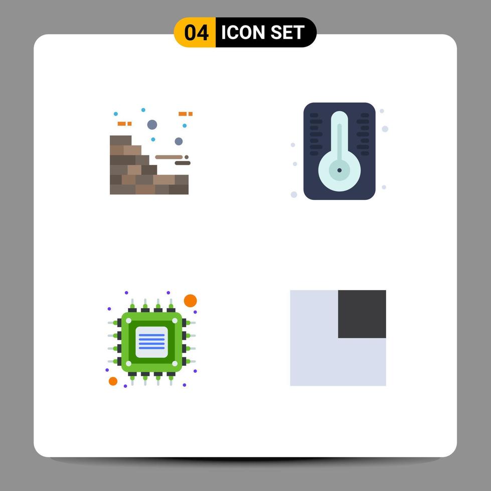 4 User Interface Flat Icon Pack of modern Signs and Symbols of bricks smart degree chip expand Editable Vector Design Elements