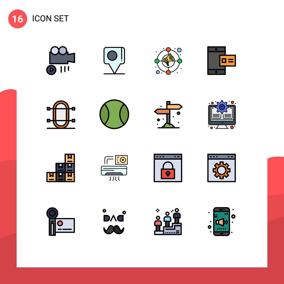 16 User Interface Flat Color Filled Line Pack of modern Signs and Symbols of physic crew increase profile online Editable Creative Vector Design Elements