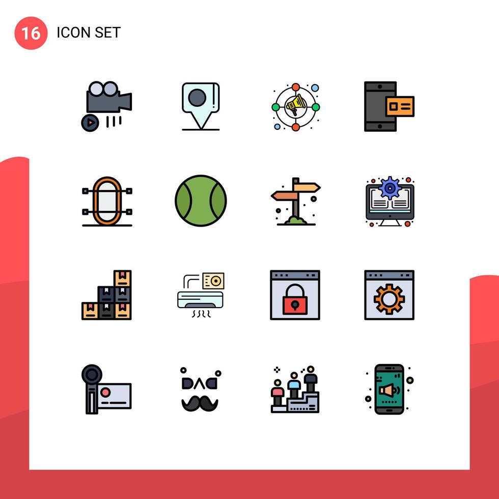16 interfaz de usuario paquete de líneas llenas de color plano de signos y símbolos modernos de la tripulación física aumentar el perfil elementos de diseño de vectores creativos editables en línea
