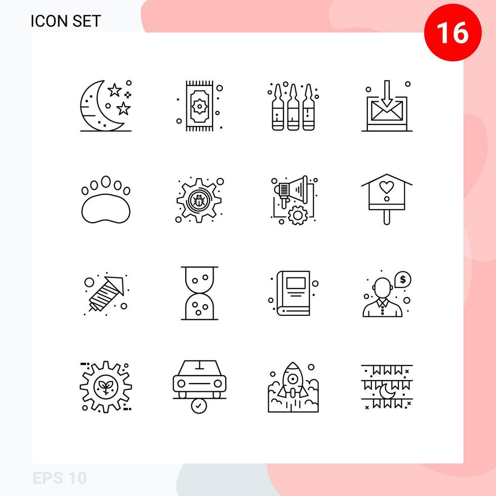 Modern Set of 16 Outlines and symbols such as education technology eid inbox medicine Editable Vector Design Elements