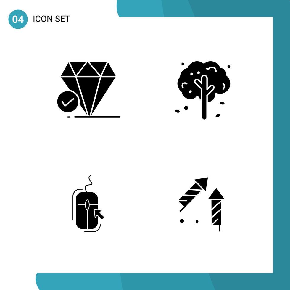 Vector Pack of 4 Glyph Symbols Solid Style Icon Set on White Background for Web and Mobile Creative Black Icon vector background