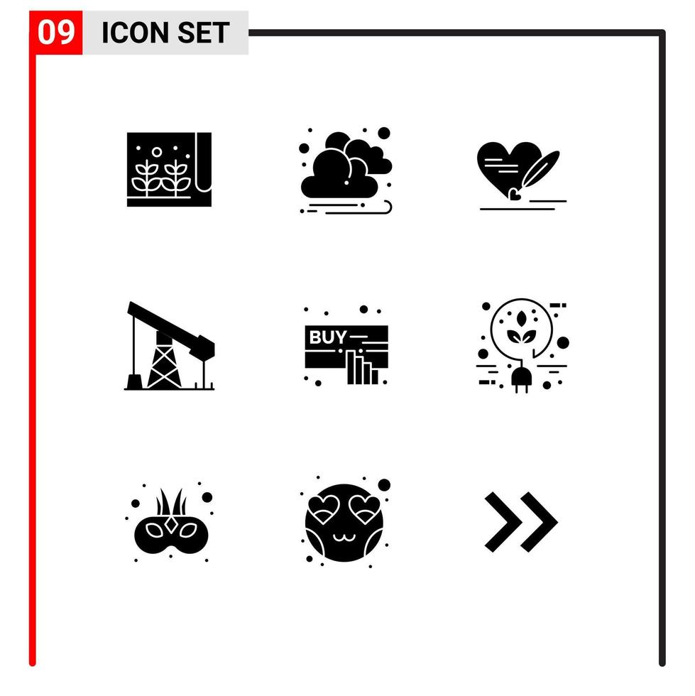 Set of 9 Modern UI Icons Symbols Signs for hand buy love gass industry Editable Vector Design Elements