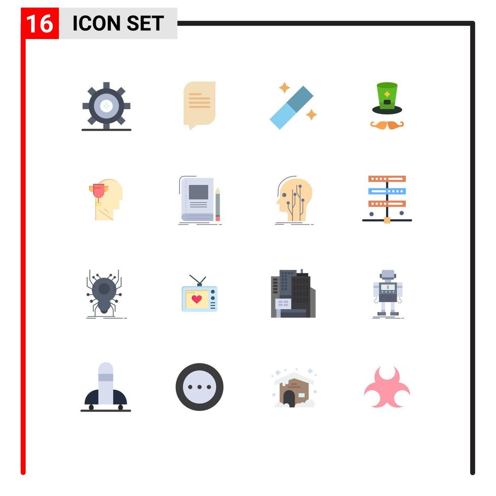 Set of 16 Vector Flat Colors on Grid for head brian design mind cap Editable Pack of Creative Vector Design Elements