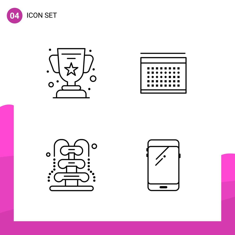 Outline Icon set Pack of 4 Line Icons isolated on White Background for responsive Website Design Print and Mobile Applications Creative Black Icon vector background