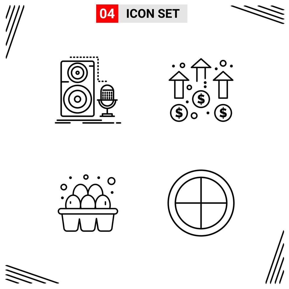 4 iconos de estilo de línea basados en cuadrícula símbolos de esquema creativos para el diseño de sitios web signos de icono de línea simple aislados en fondo blanco 4 conjunto de iconos fondo de vector de icono negro creativo