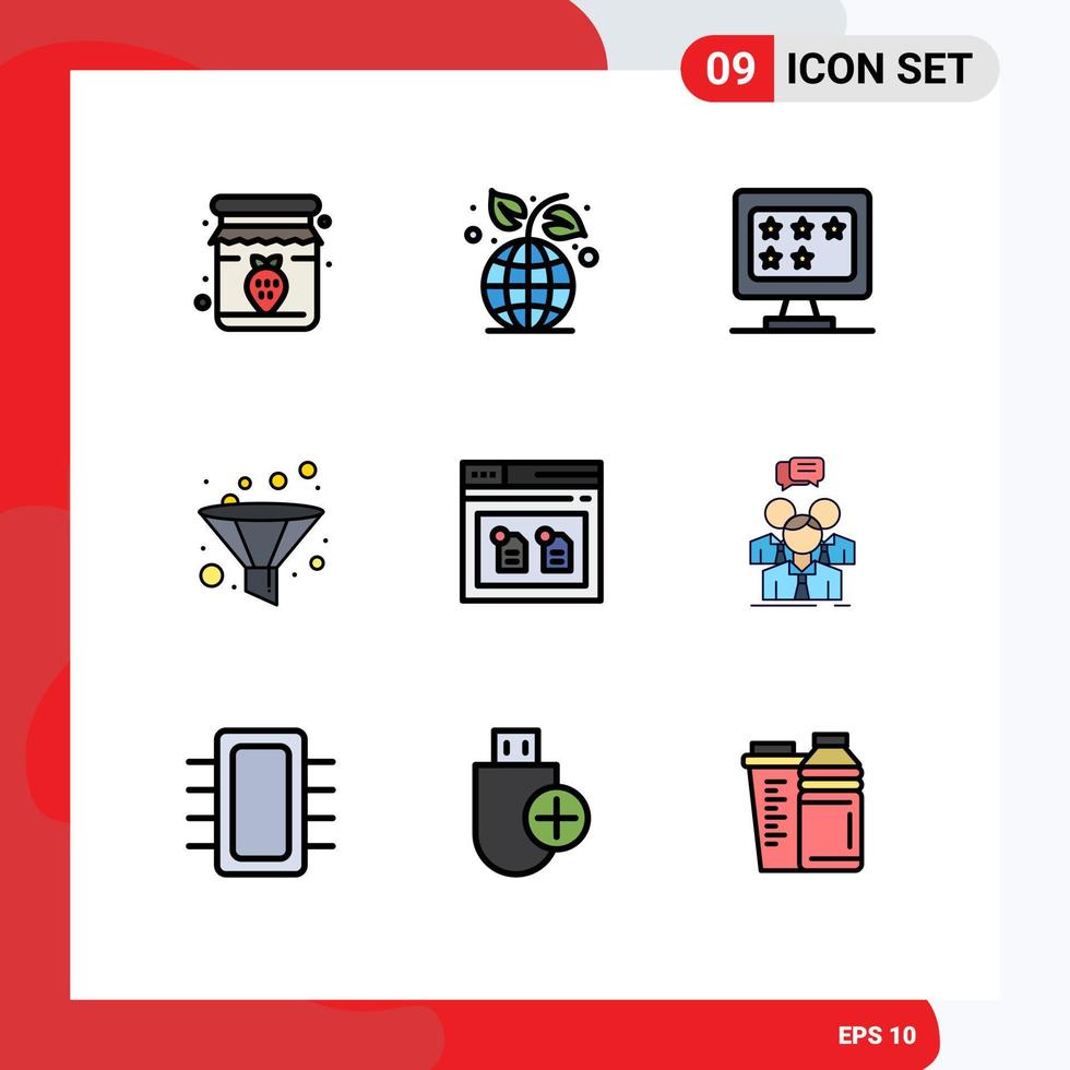 Universal Icon Symbols Group of 9 Modern Filledline Flat Colors of document archive business funnel analysis Editable Vector Design Elements