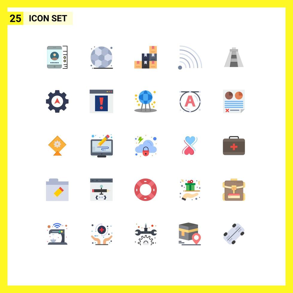 25 Universal Flat Color Signs Symbols of cursor monument boxes landmark rss Editable Vector Design Elements