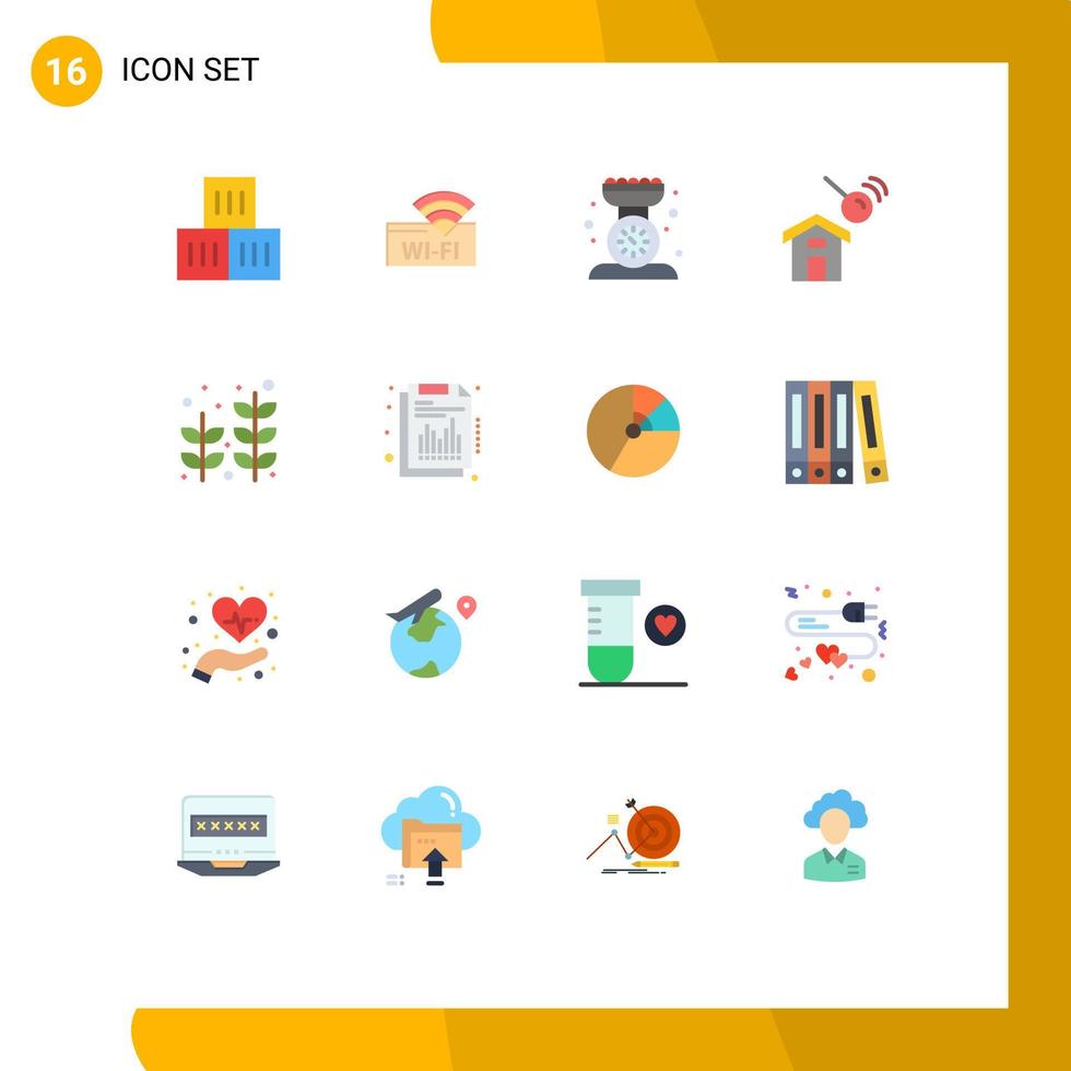 Mobile Interface Flat Color Set of 16 Pictograms of beach house baking construction scale Editable Pack of Creative Vector Design Elements