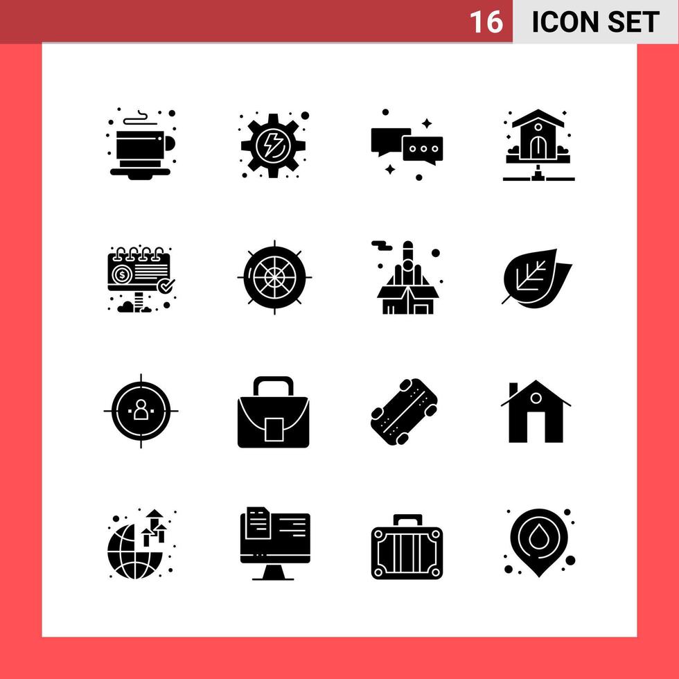 16 Icon Pack Solid Style Glyph Symbols on White Background Simple Signs for general designing Creative Black Icon vector background