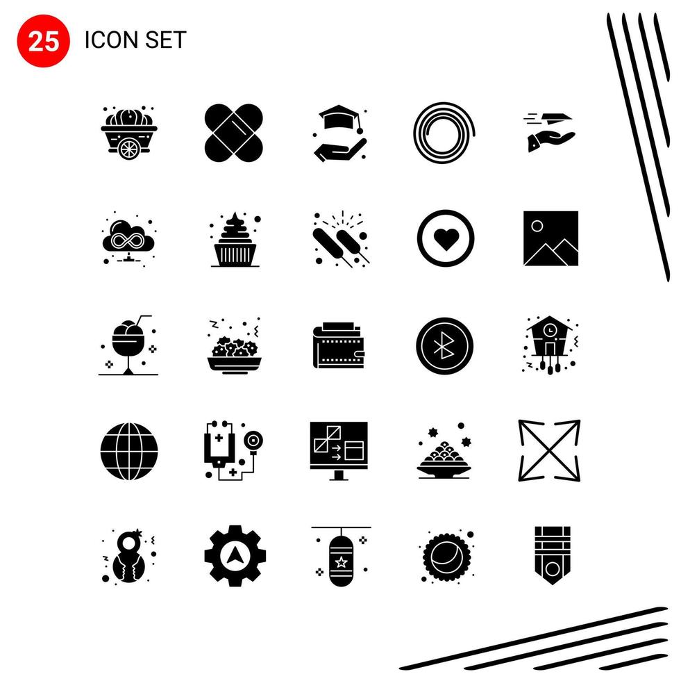 Collection of 25 Vector Icons in solid style Pixle Perfect Glyph Symbols for Web and Mobile Solid Icon Signs on White Background 25 Icons Creative Black Icon vector background