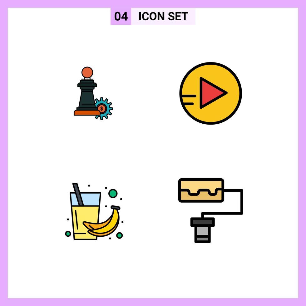 conjunto de 4 iconos modernos de la interfaz de usuario símbolos signos para el éxito de la salud del ajedrez elementos de diseño vectorial editables del patrón de plátano vector