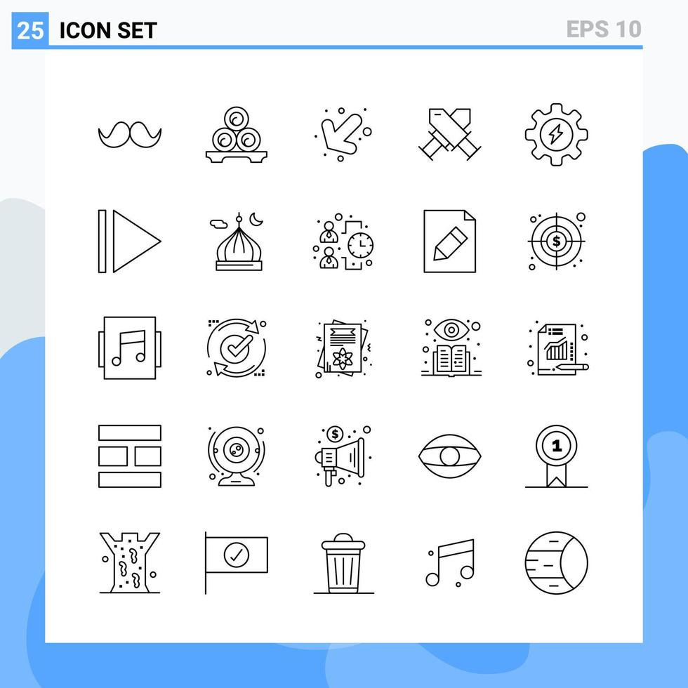 Modern 25 Line style icons Outline Symbols for general use Creative Line Icon Sign Isolated on White Background 25 Icons Pack Creative Black Icon vector background