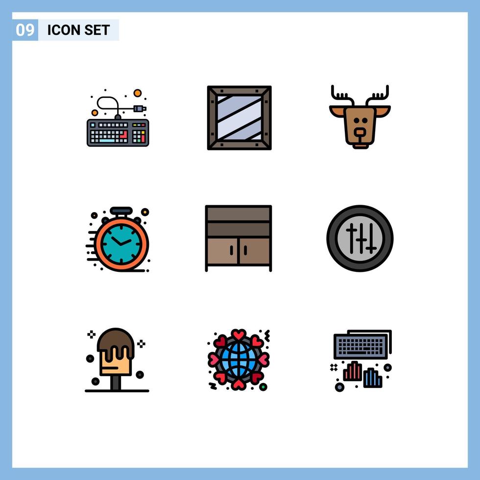 9 Creative Icons Modern Signs and Symbols of cabinet clock programing business reindeer Editable Vector Design Elements