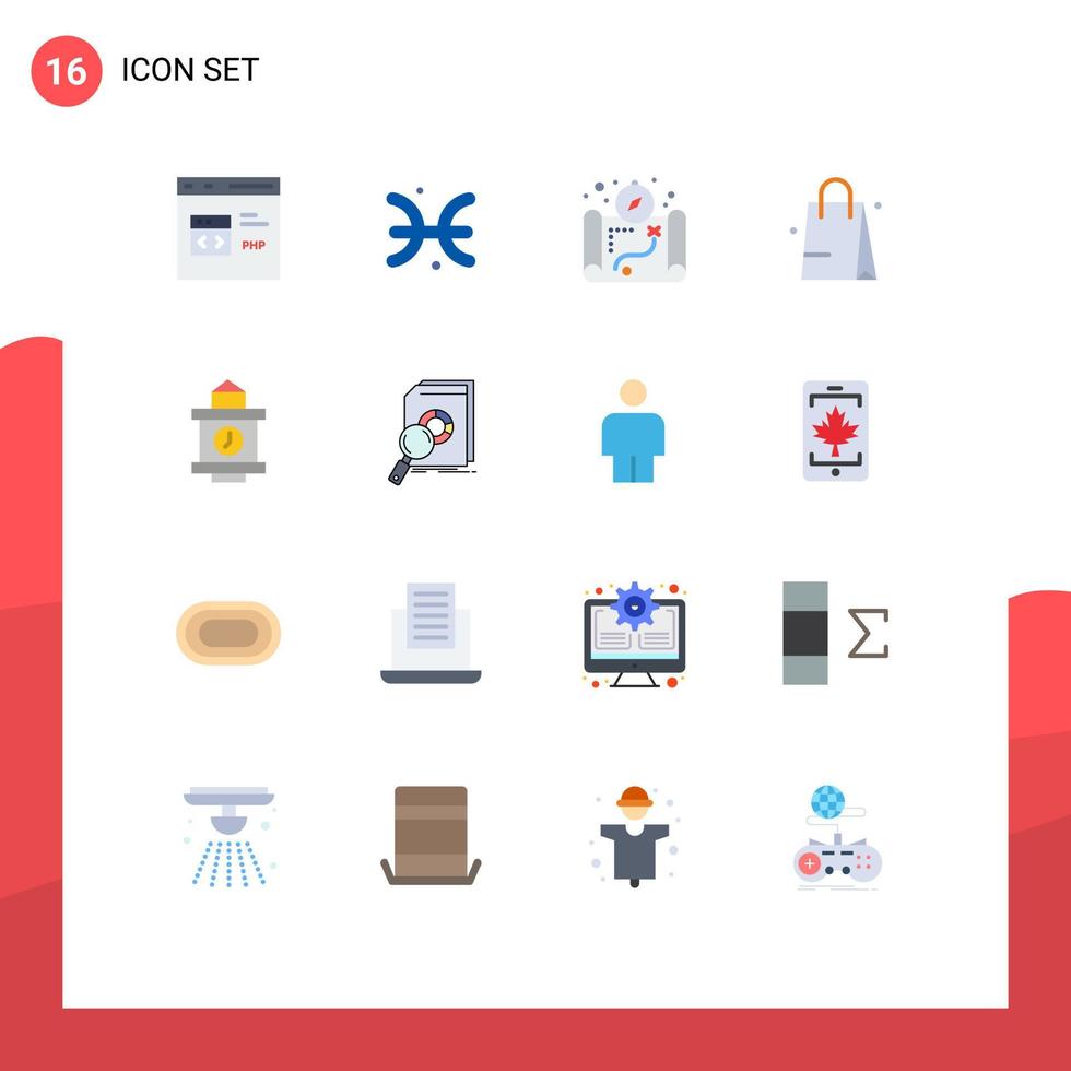 grupo universal de símbolos de iconos de 16 colores planos modernos de estación tren grecia compras handbeg paquete editable de elementos de diseño de vectores creativos
