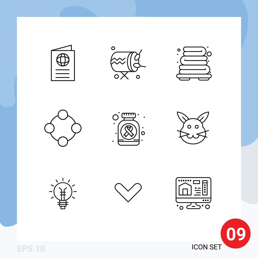 Set of 9 Modern UI Icons Symbols Signs for bottle rattle announcement infancy baby rattle Editable Vector Design Elements