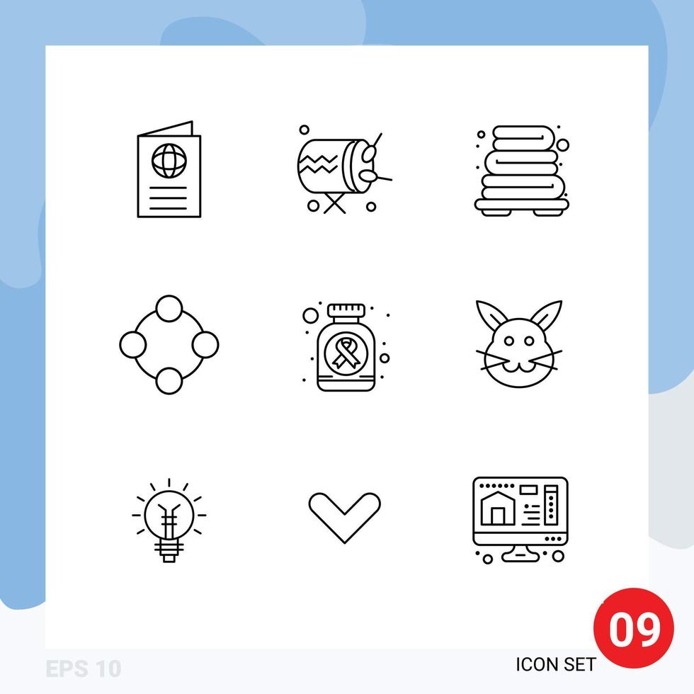 conjunto de 9 iconos de interfaz de usuario modernos símbolos signos para anuncio de traqueteo de botella elementos de diseño de vector editables de traqueteo de bebé de infancia