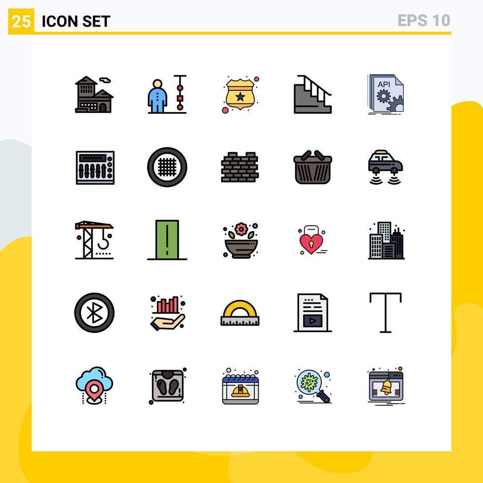 Modern Set of 25 Filled line Flat Colors and symbols such as api home people down star Editable Vector Design Elements
