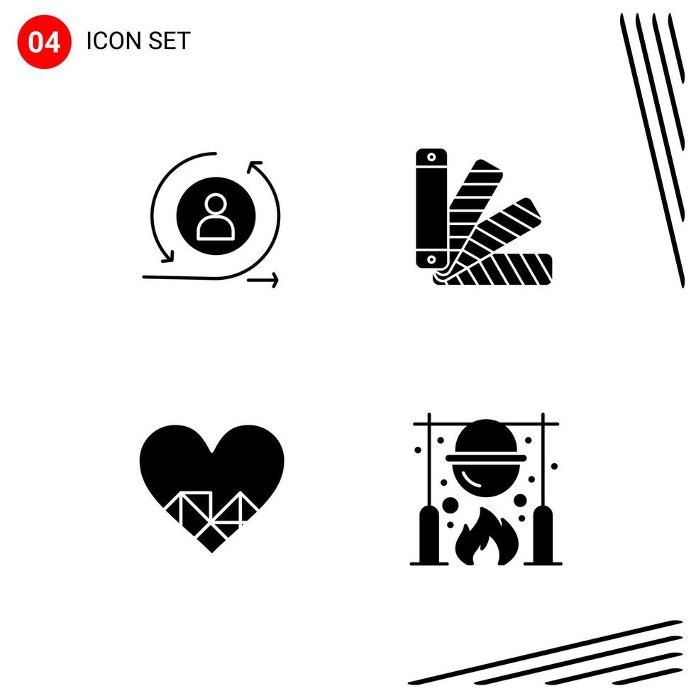 Collection of 4 Vector Icons in solid style Pixle Perfect Glyph Symbols for Web and Mobile Solid Icon Signs on White Background 4 Icons Creative Black Icon vector background