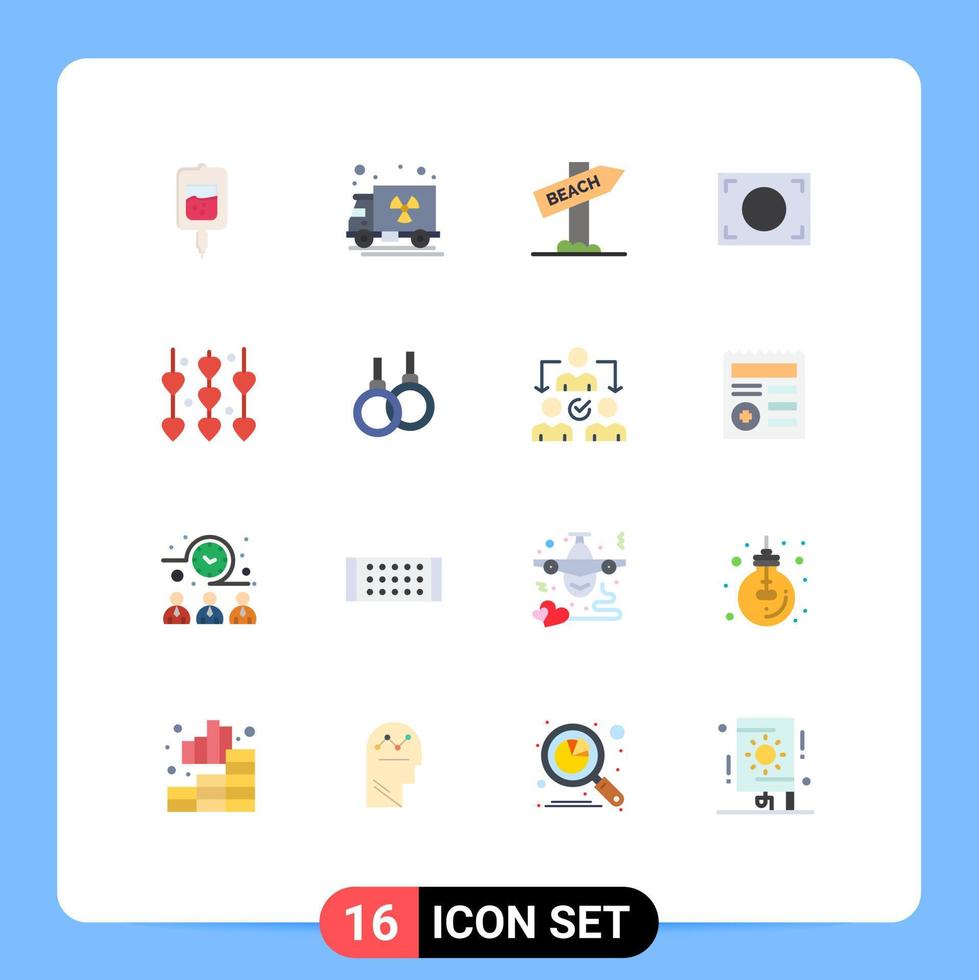 Flat Color Pack of 16 Universal Symbols of wedding love sign decoration frame Editable Pack of Creative Vector Design Elements