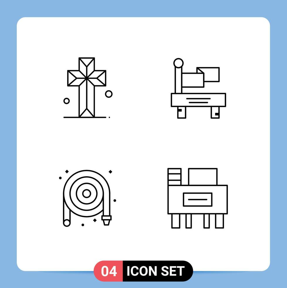 4 Creative Icons Modern Signs and Symbols of cathedral plumber parish transportation desk Editable Vector Design Elements
