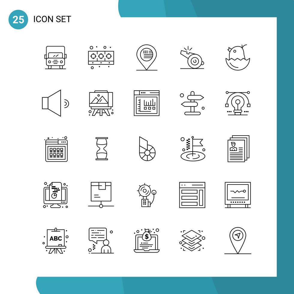 paquete de vectores de 25 símbolos de contorno conjunto de iconos de estilo de línea en fondo blanco para web y móvil fondo de vector de icono negro creativo