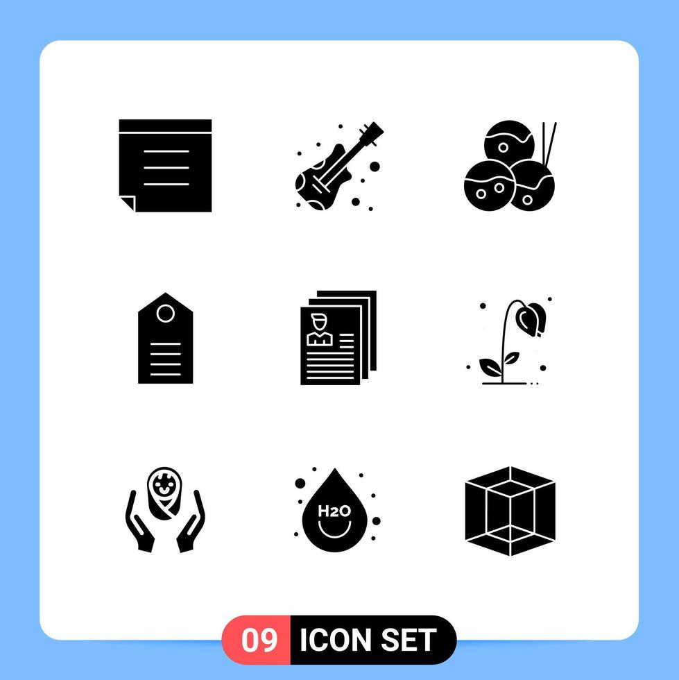 Set of 9 Modern UI Icons Symbols Signs for profile file clothes document wear Editable Vector Design Elements