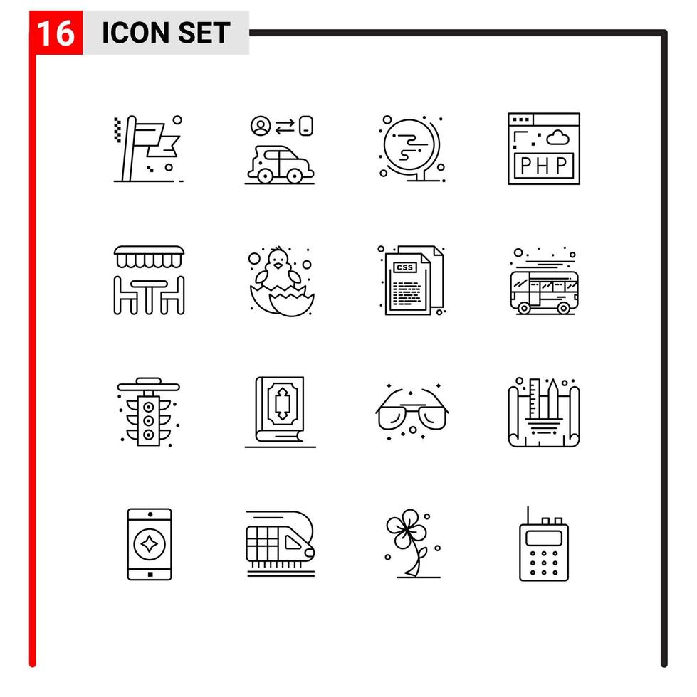 16 Creative Icons Modern Signs and Symbols of eat resturant school program data Editable Vector Design Elements