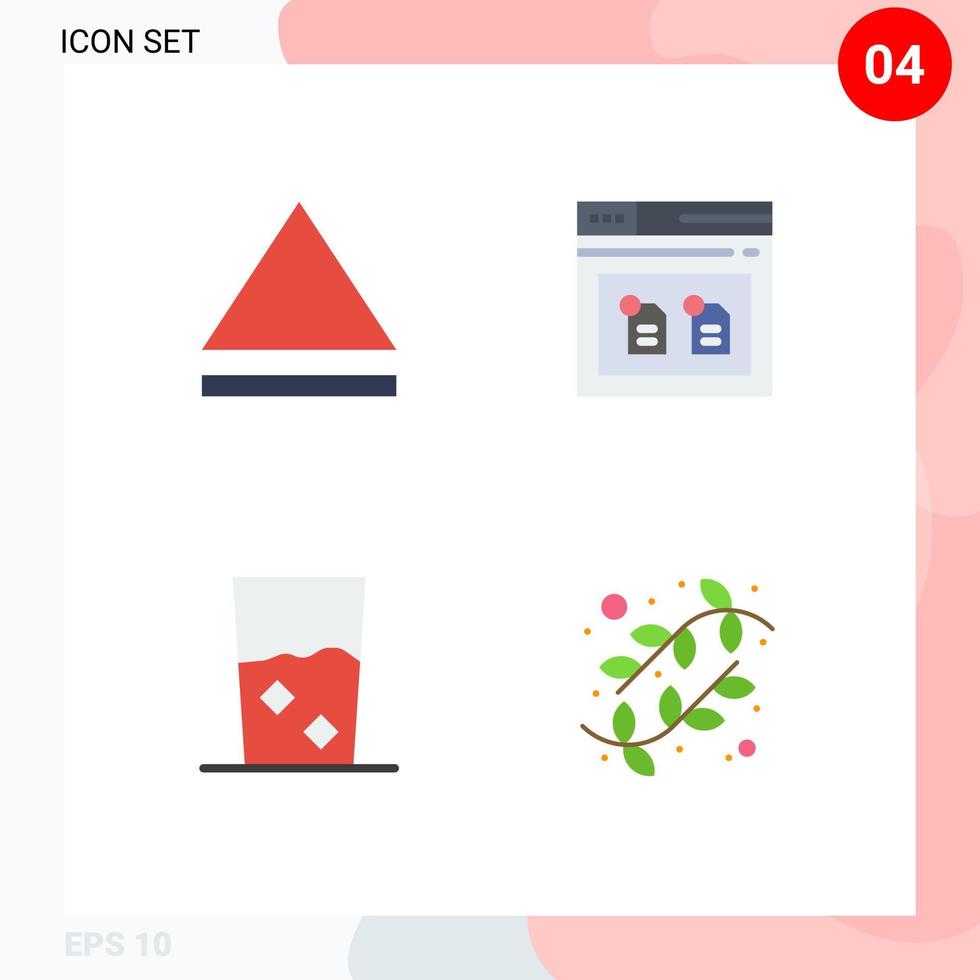 Set of 4 Modern UI Icons Symbols Signs for eject set document done catkin Editable Vector Design Elements