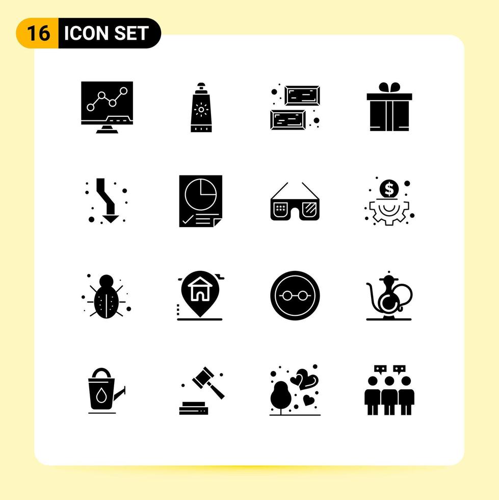 16 Universal Solid Glyphs Set for Web and Mobile Applications direction arrows ingot arrow ecommerce Editable Vector Design Elements