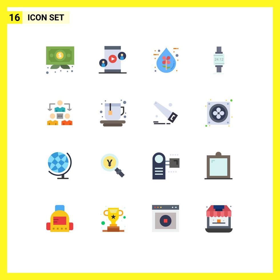 Group of 16 Modern Flat Colors Set for android watch bio smartwatch liquid Editable Pack of Creative Vector Design Elements