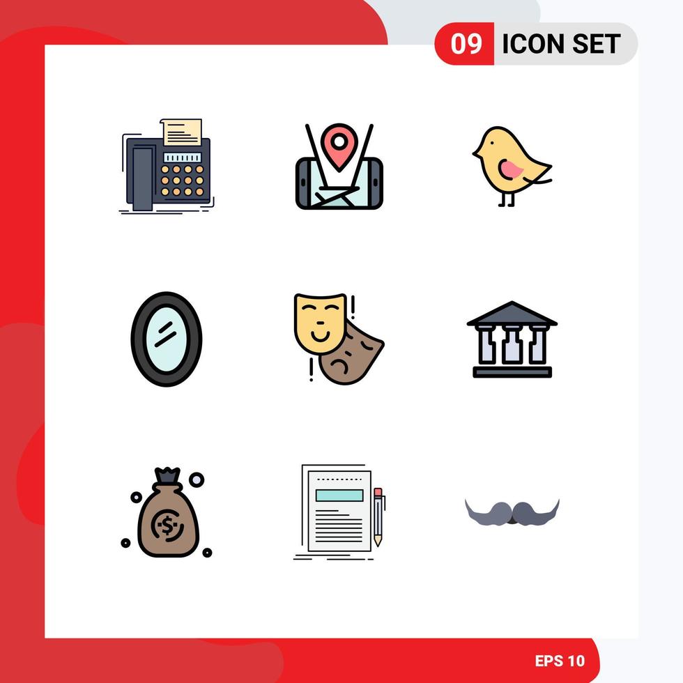 Universal Icon Symbols Group of 9 Modern Filledline Flat Colors of acting household technology home appliances Editable Vector Design Elements