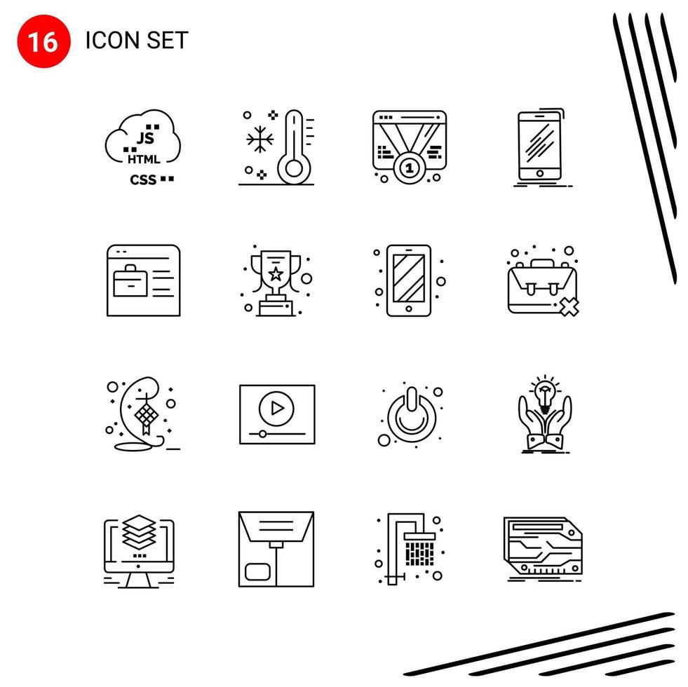 colección de 16 iconos vectoriales en estilo de línea símbolos de contorno perfecto de píxel para signos de icono de línea web y móvil sobre fondo blanco 16 iconos fondo de vector de icono negro creativo