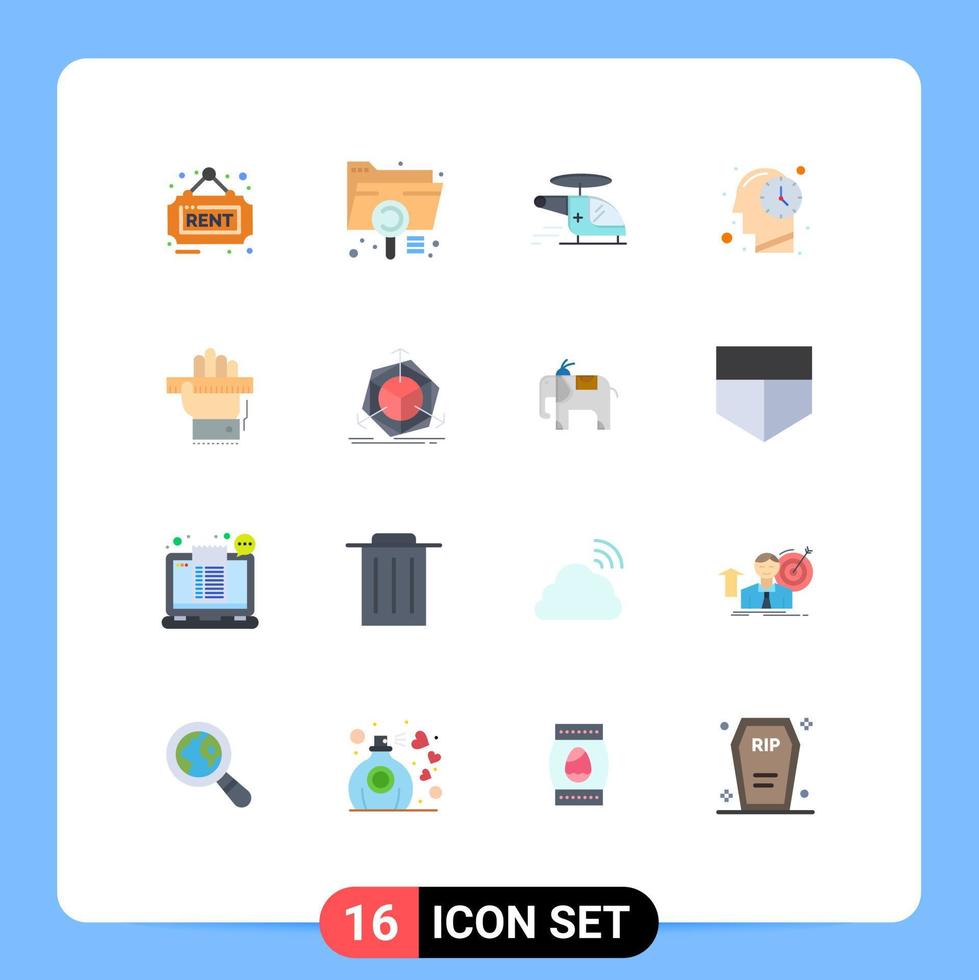 grupo de 16 signos y símbolos de colores planos para educación archivo mental ambulancia humana paquete editable de elementos creativos de diseño de vectores