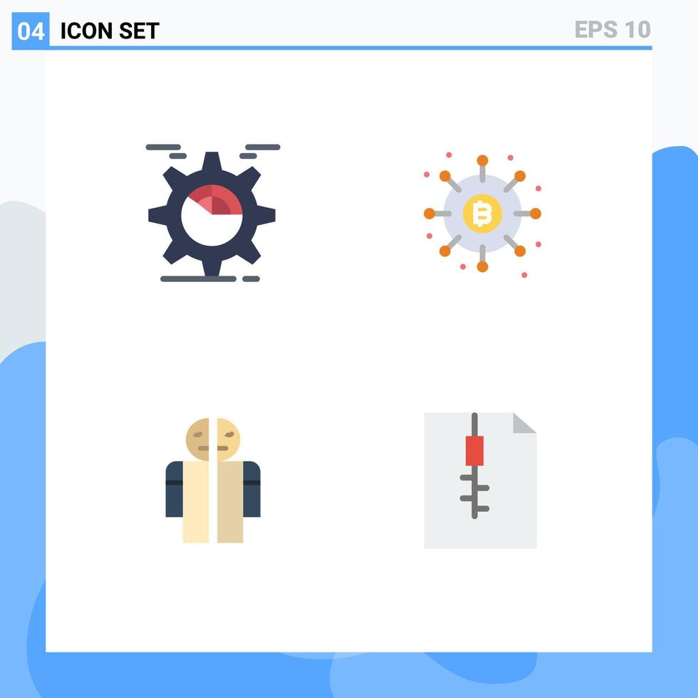 símbolos de iconos universales grupo de 4 iconos planos modernos de configuración de tabla de pagos dividendos elementos de diseño de vectores editables rotos