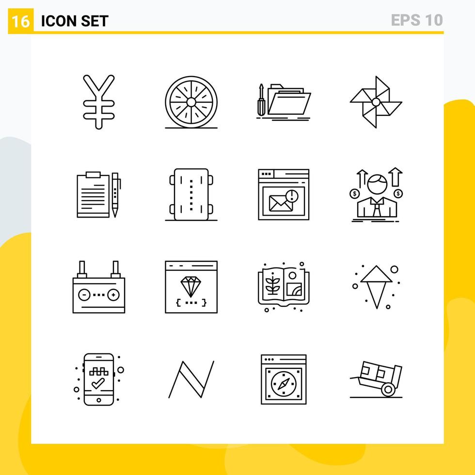 colección de 16 iconos de línea universal conjunto de iconos para web y móvil fondo de vector de icono negro creativo