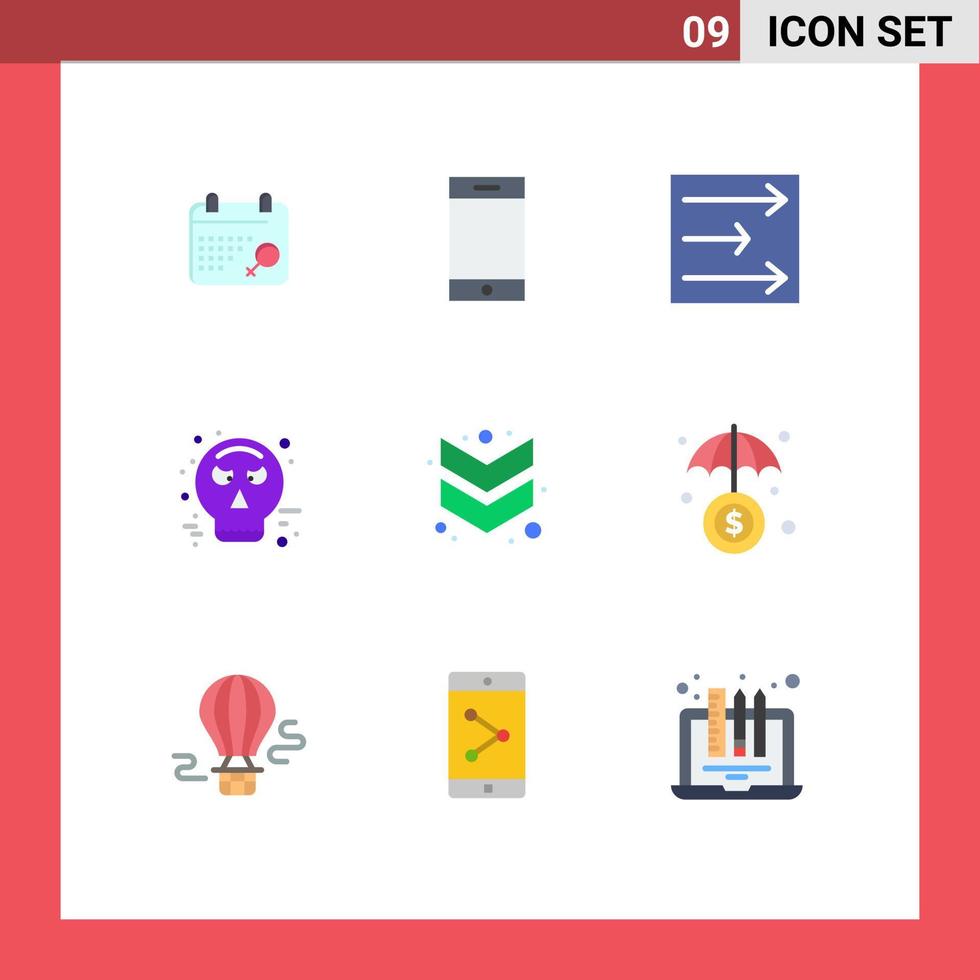 9 Creative Icons Modern Signs and Symbols of investment down wind chevron halloween Editable Vector Design Elements