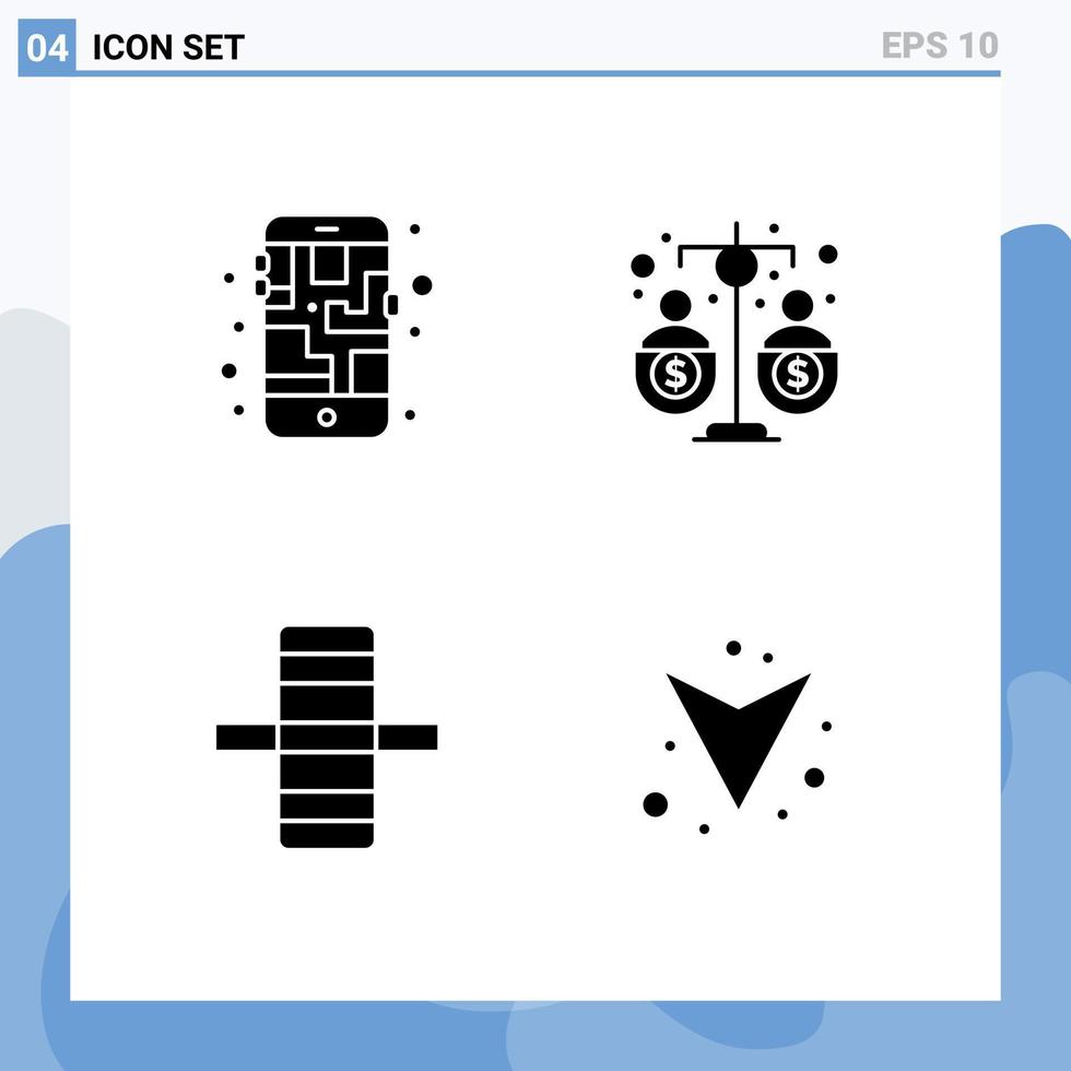 4 Solid Glyph concept for Websites Mobile and Apps map edge route fund side Editable Vector Design Elements