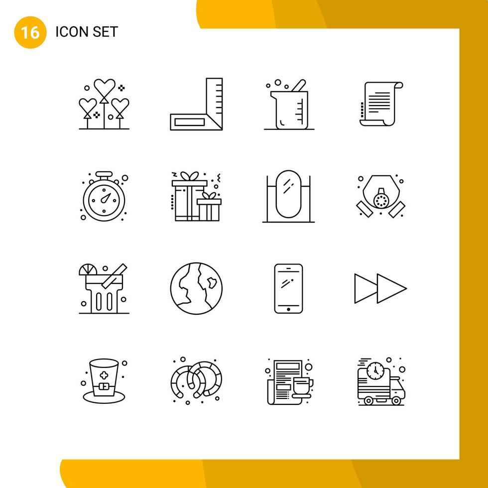 Set of 16 Vector Outlines on Grid for shopping compass biochemistry screenplay novel Editable Vector Design Elements