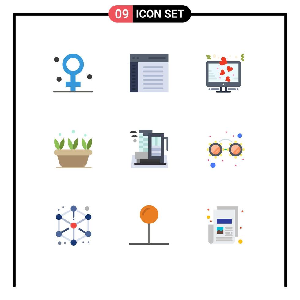 Modern Set of 9 Flat Colors and symbols such as spring leaf user growth love Editable Vector Design Elements