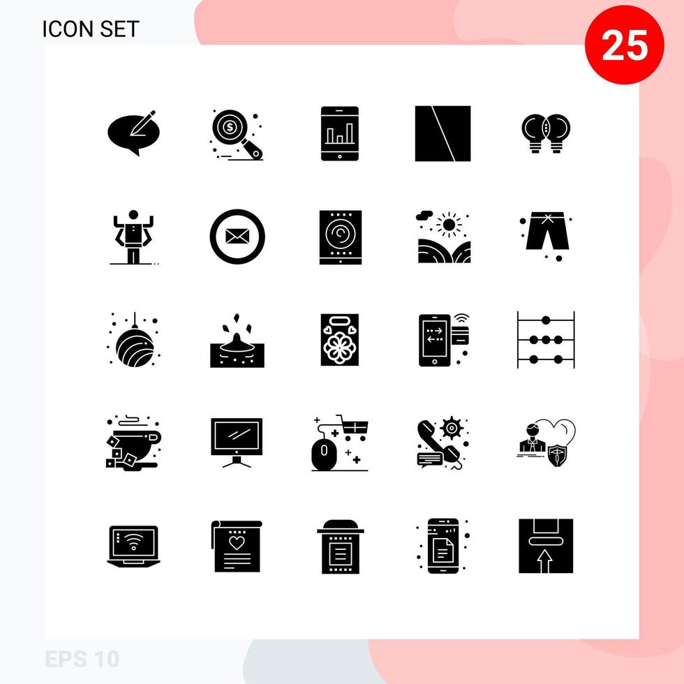 Modern Set of 25 Solid Glyphs Pictograph of innovation layout tax monitoring interface collage Editable Vector Design Elements