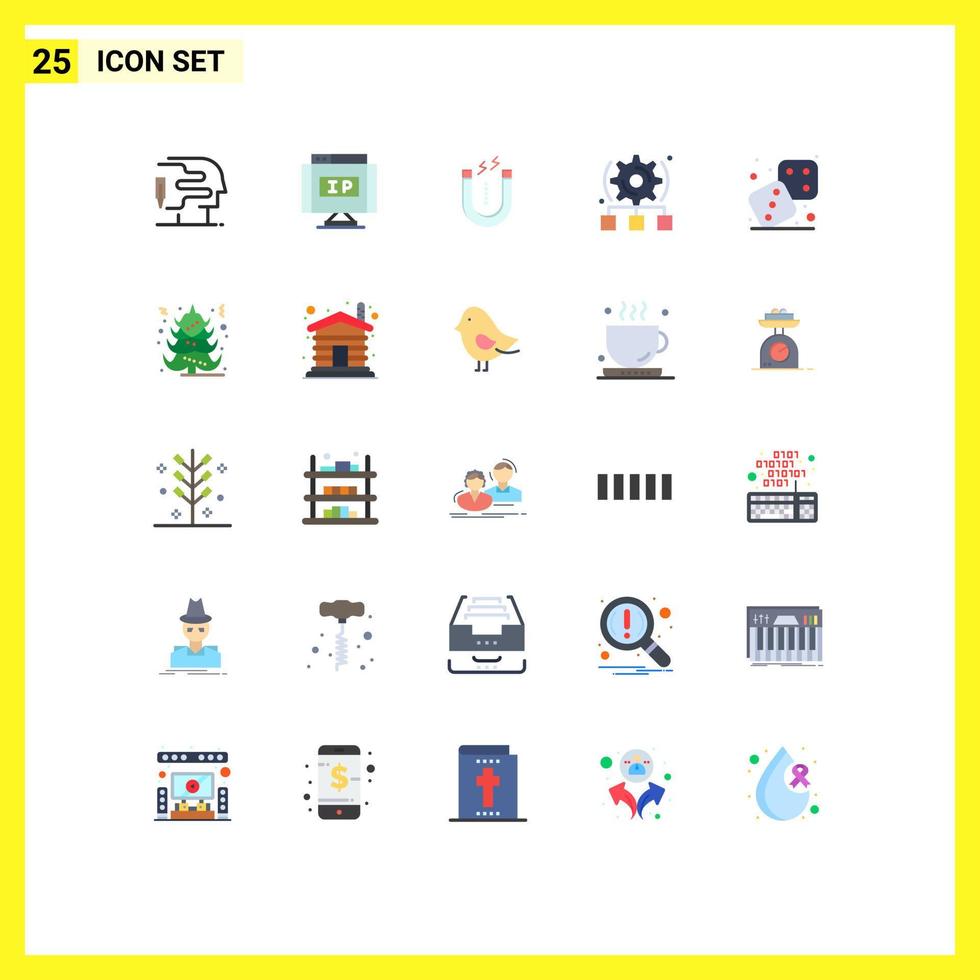 Modern Set of 25 Flat Colors Pictograph of games competition attract server configure Editable Vector Design Elements