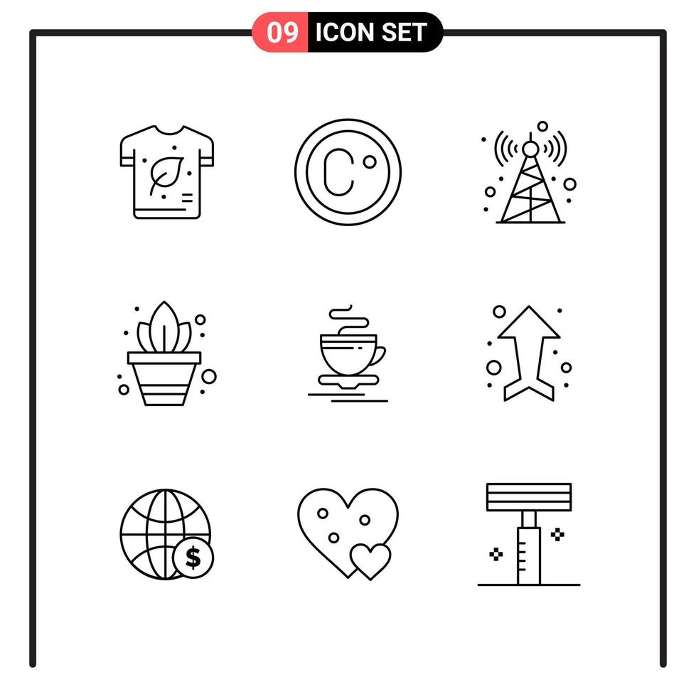 Set of 9 Line Style Icons for web and mobile Outline Symbols for print Line Icon Signs Isolated on White Background 9 Icon Set Creative Black Icon vector background