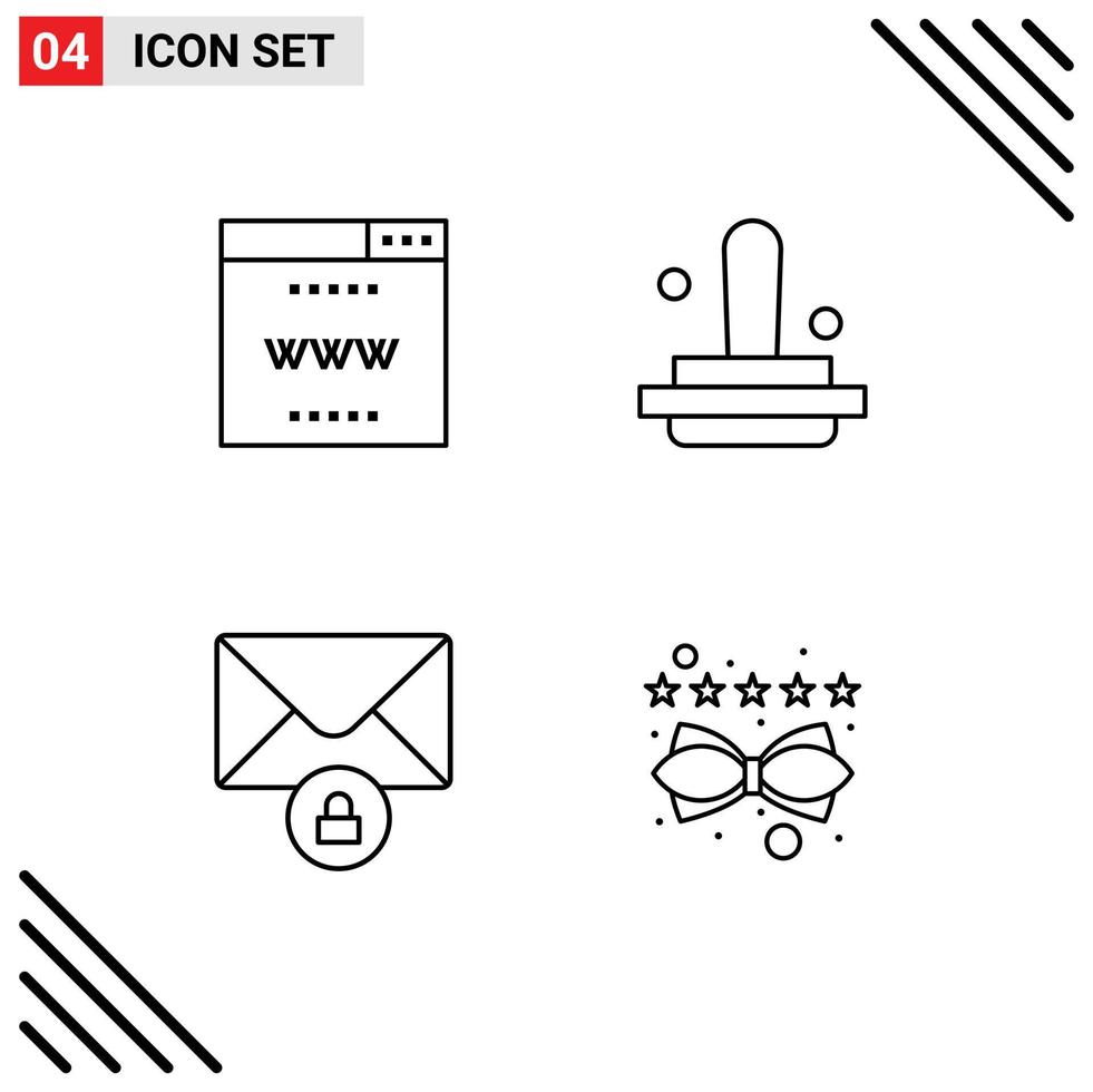 Line Pack of 4 Universal Symbols of internet message site marketing content Editable Vector Design Elements