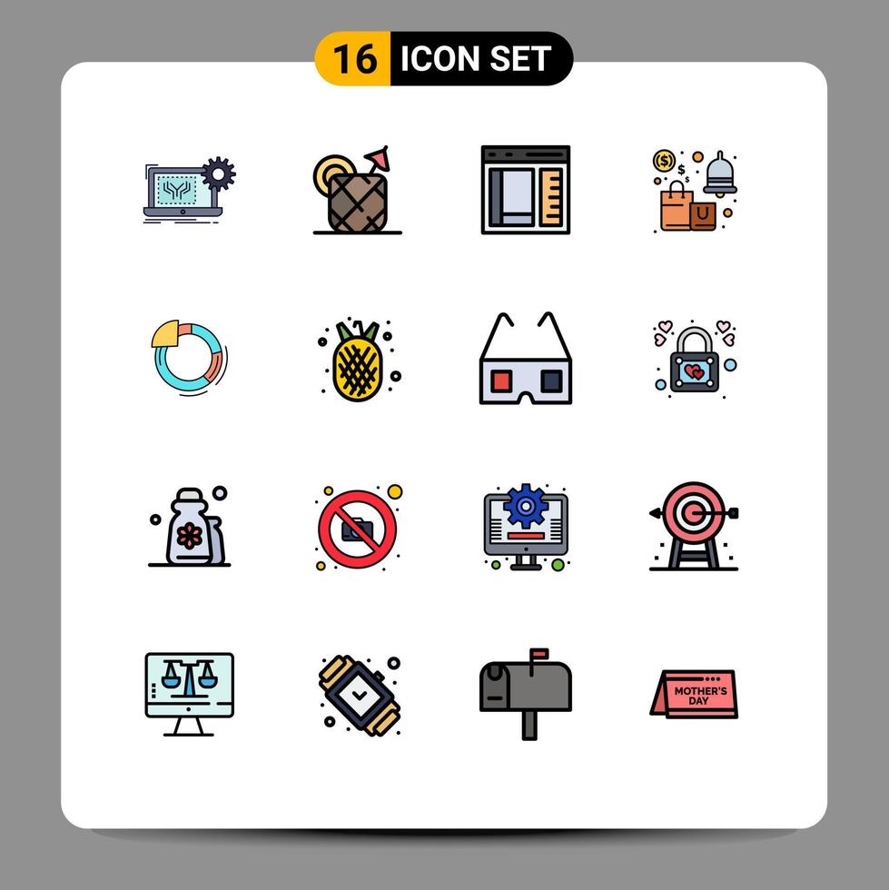 paquete de iconos de vector de stock de 16 signos y símbolos de línea para notificación de ahorro desarrollo de alerta de bebida elementos de diseño de vector creativo editable